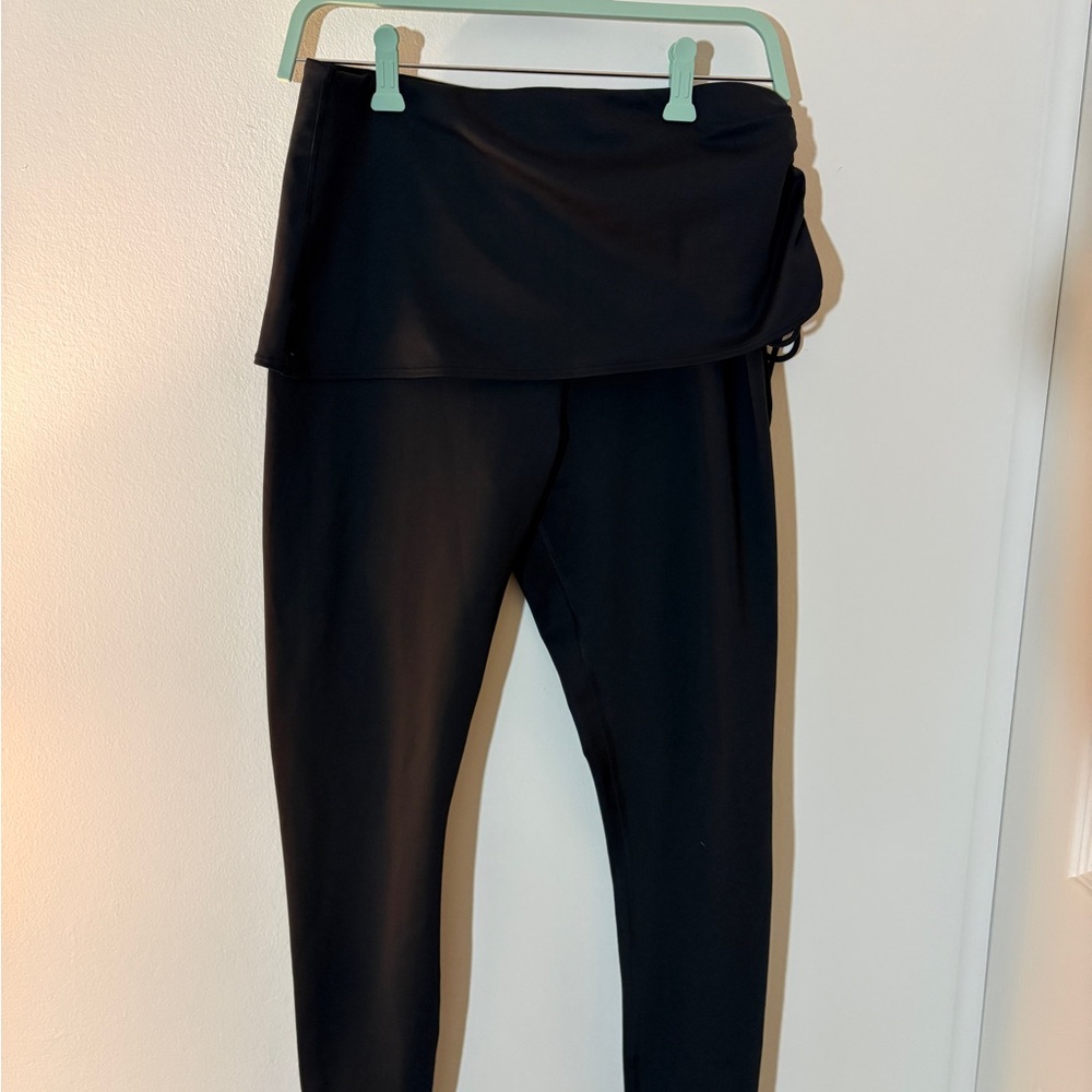 Black Ruched belt skirt Leggings for Women